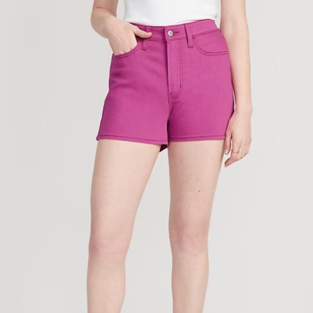 High-Waisted Wow Stretch Denim Shorts -- 3-inch inseam